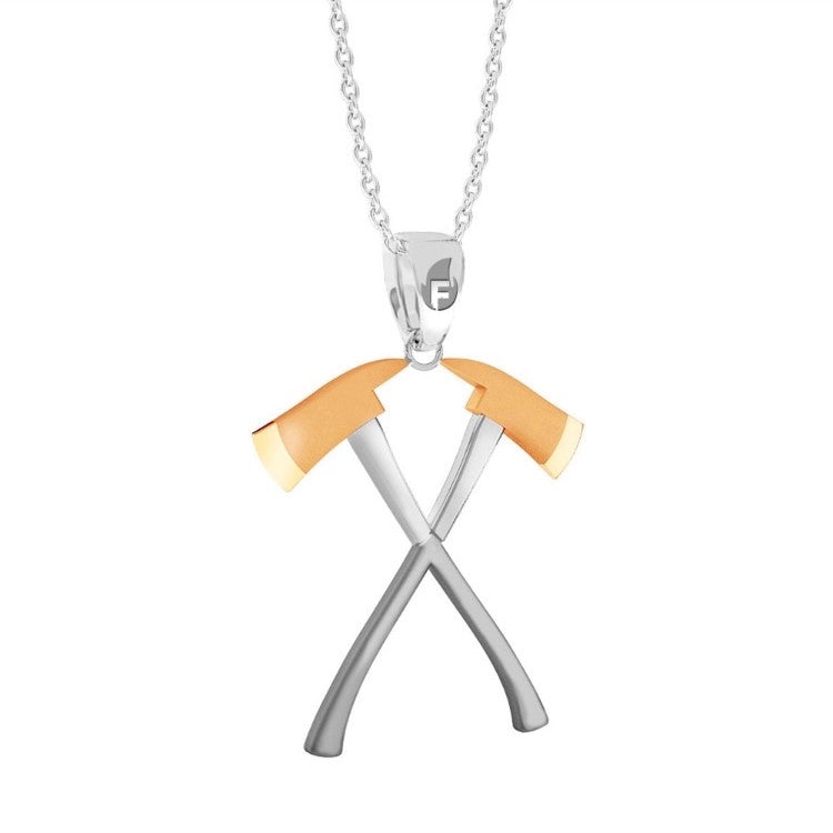 Double Axes Necklace Two-Toned Stainless Steel and Rose Gold