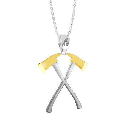 Double Axes Necklace Two-Toned Stainless Steel and Yellow Gold